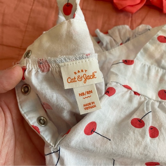 Cat & Jack Bottoms Cat And Jack Cherry Romper Headband Size Newborn
